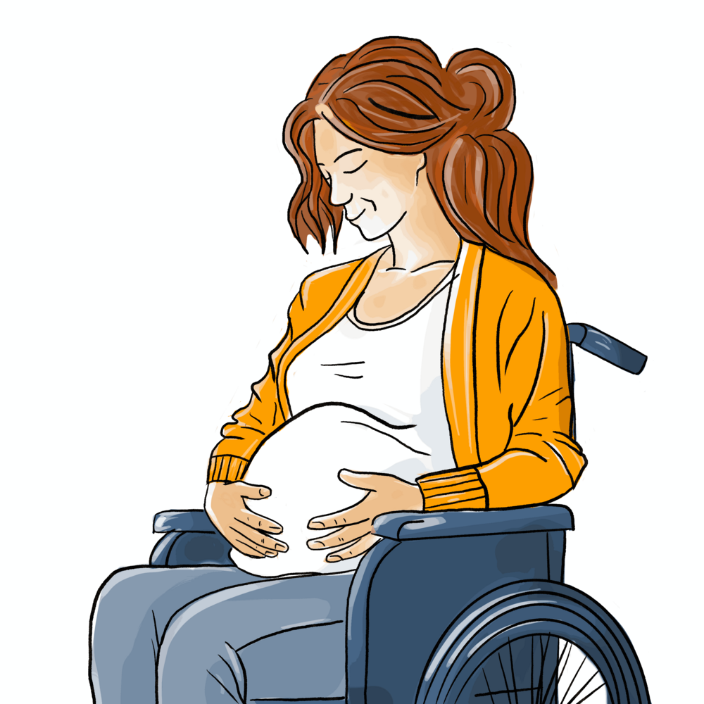 A woman in a wheelchair