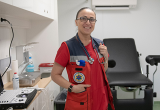 Doctor Olga Filipova, obstetric-gynaecologist, works in a mobile maternity hospital in Balaklia, Kharkiv region/Andrii Kravchenk