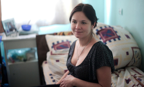 Elena at the maternity clinic where she gave birth to her second child