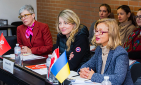 Minister of Foreign Affairs of Canada Melanie Joly meets with representatives of specialised services supported by UNFPA in Cher
