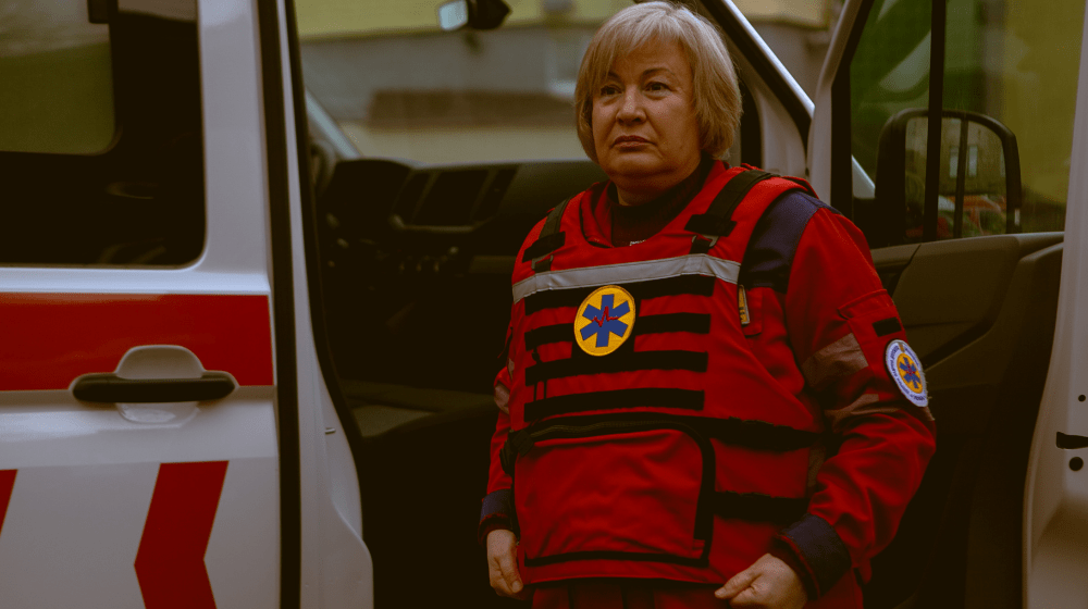 Olena works at the Disaster Medicine Center in the Kharkiv region