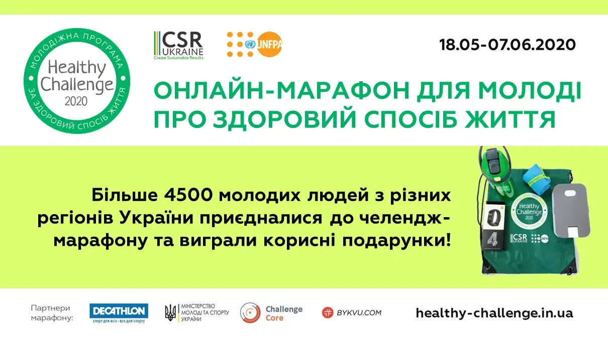 #HealthyChallenge2020: 4500 молодих людей приєднались до 21-денного онлайн-марафону здоров’я